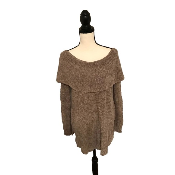 Anthropologie Moth Women's Brown Chenille Lucerne Cowl Neck Swing Sweater sz M - Picture 1 of 8